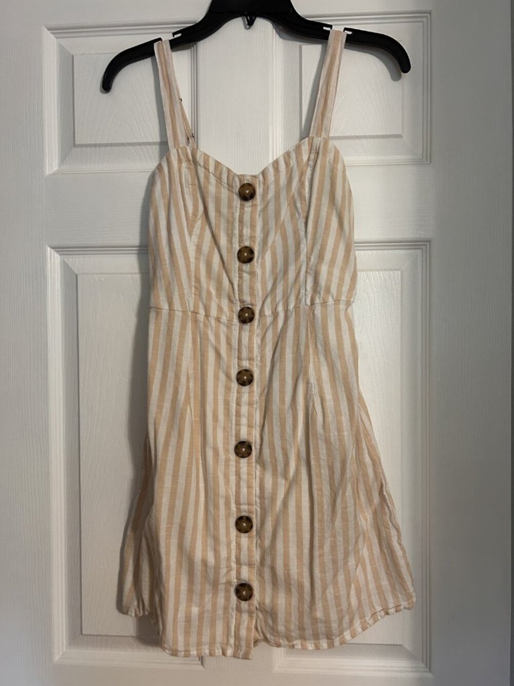 Abercrombie & Fitch Tan Striped Button Front Sundress